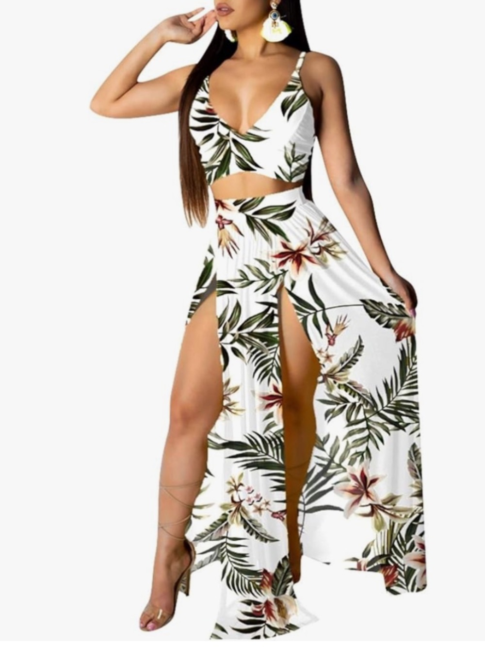 Floral Pattern Beach Party Maxi Dress
